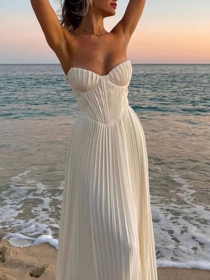 Weitese Dress Elegant A Line Sweetheart Neck White Satin Long Prom Dress Evening Dress Party Dress