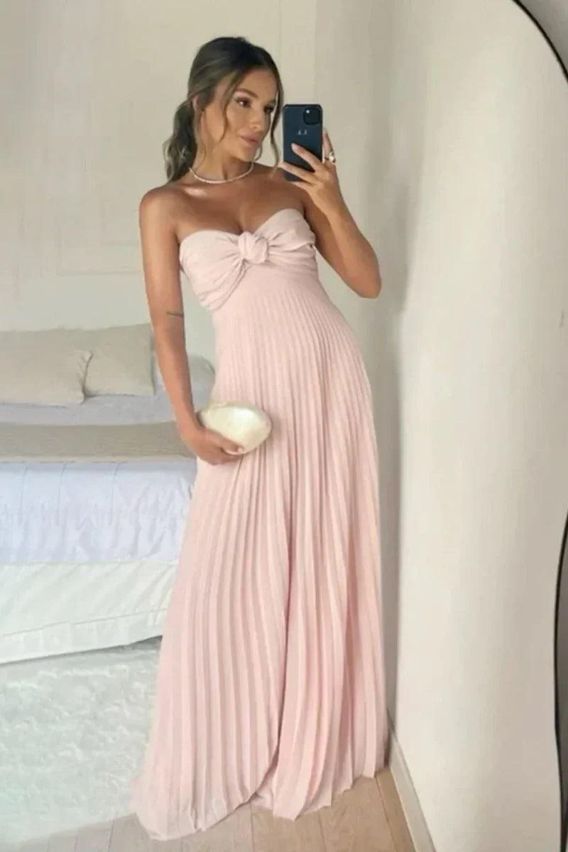 Weitese Dress Elegant A Line Sweetheart Pink Long Prom Dress with Ruffles