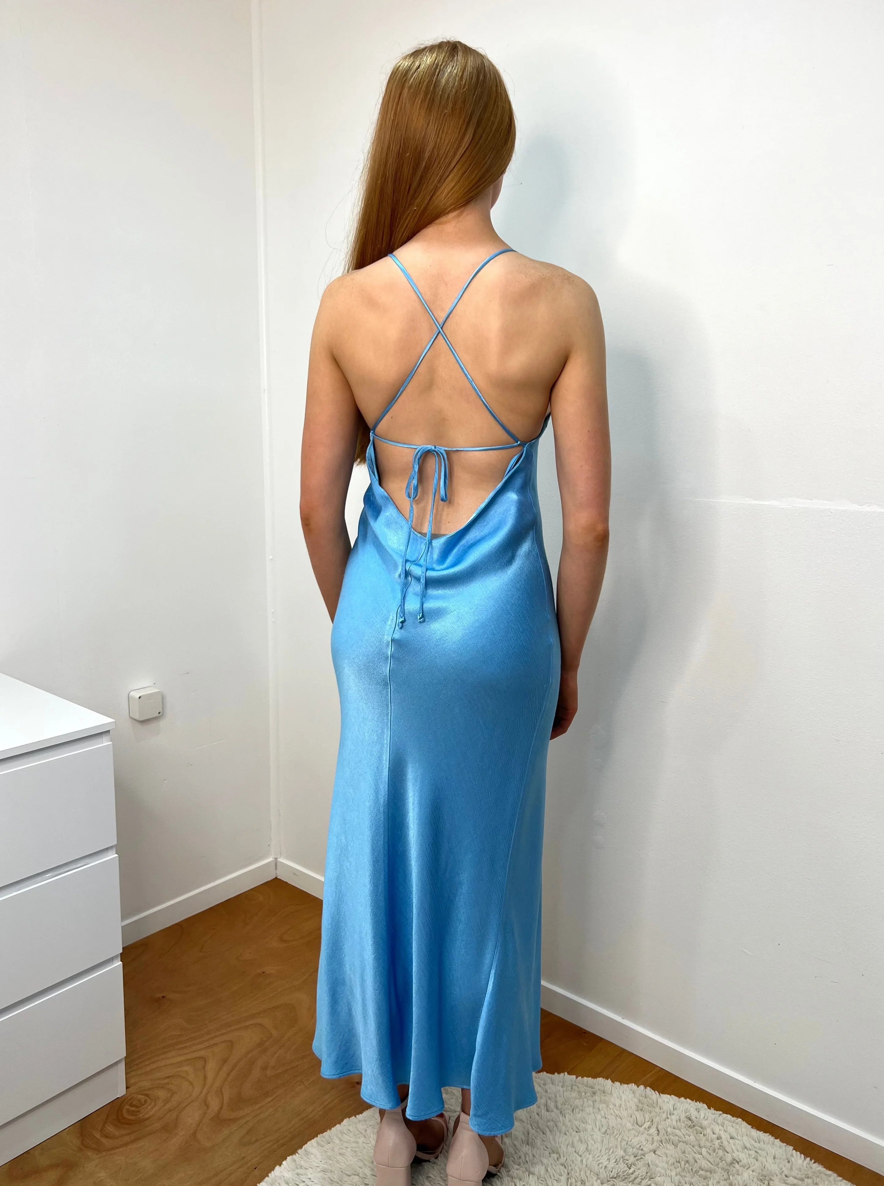 Weitese Dress Elegant Blue V-neck Spaghetti Strap Side-Slit Mermaid Long Floor Length Prom Dress