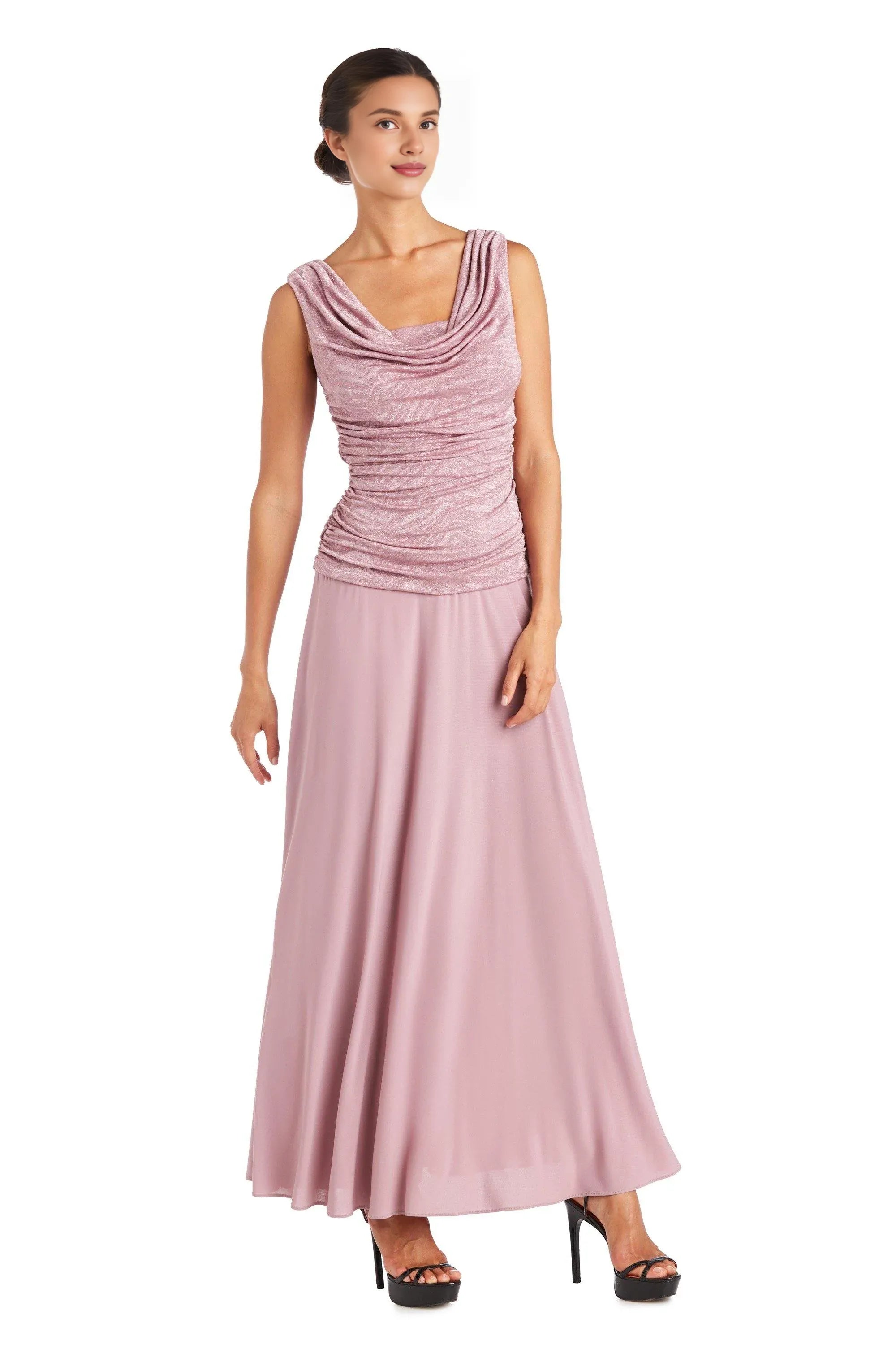 Weitese Dress Elegant Cowl Neck Dress Sleeveless Sheath/Column Floor-Length Prom Dress/Mother of the Bride Dress