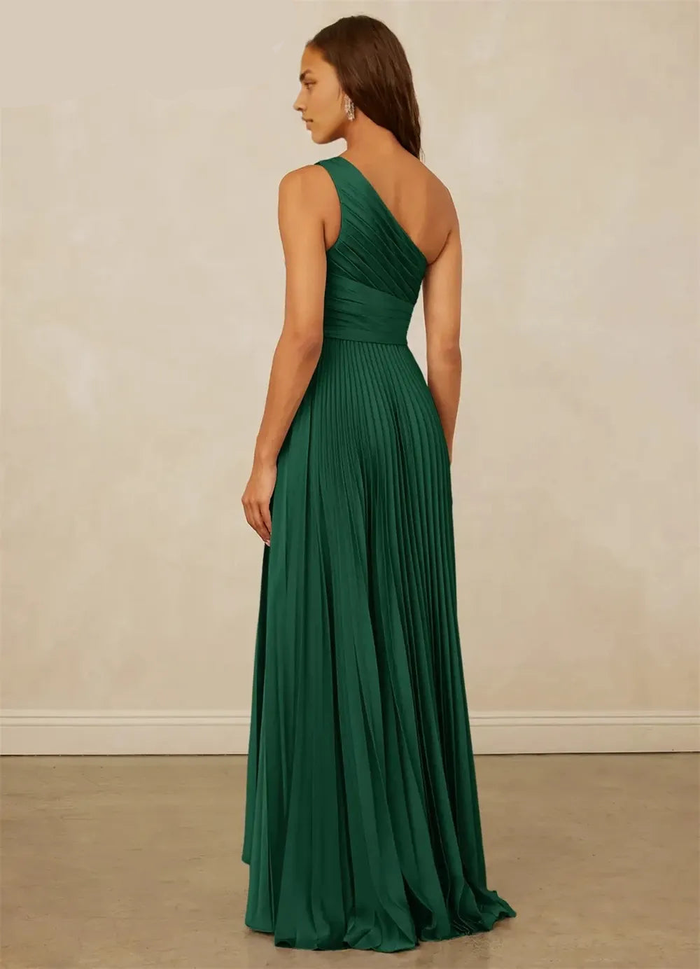 Robe Weitese élégante, robe de soirée vert chasseur, coupe trapèze, asymétrique, drapée, plissée, robe de bal formelle, personnalisée 