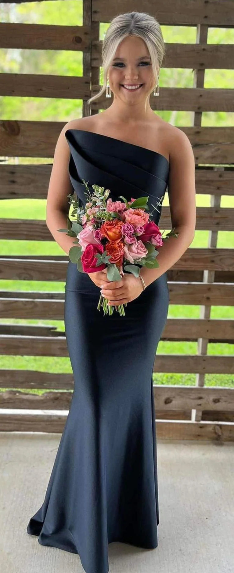 Robe Weitese élégante robe de soirée bleu clair une épaule en satin et robe de bal sirène 