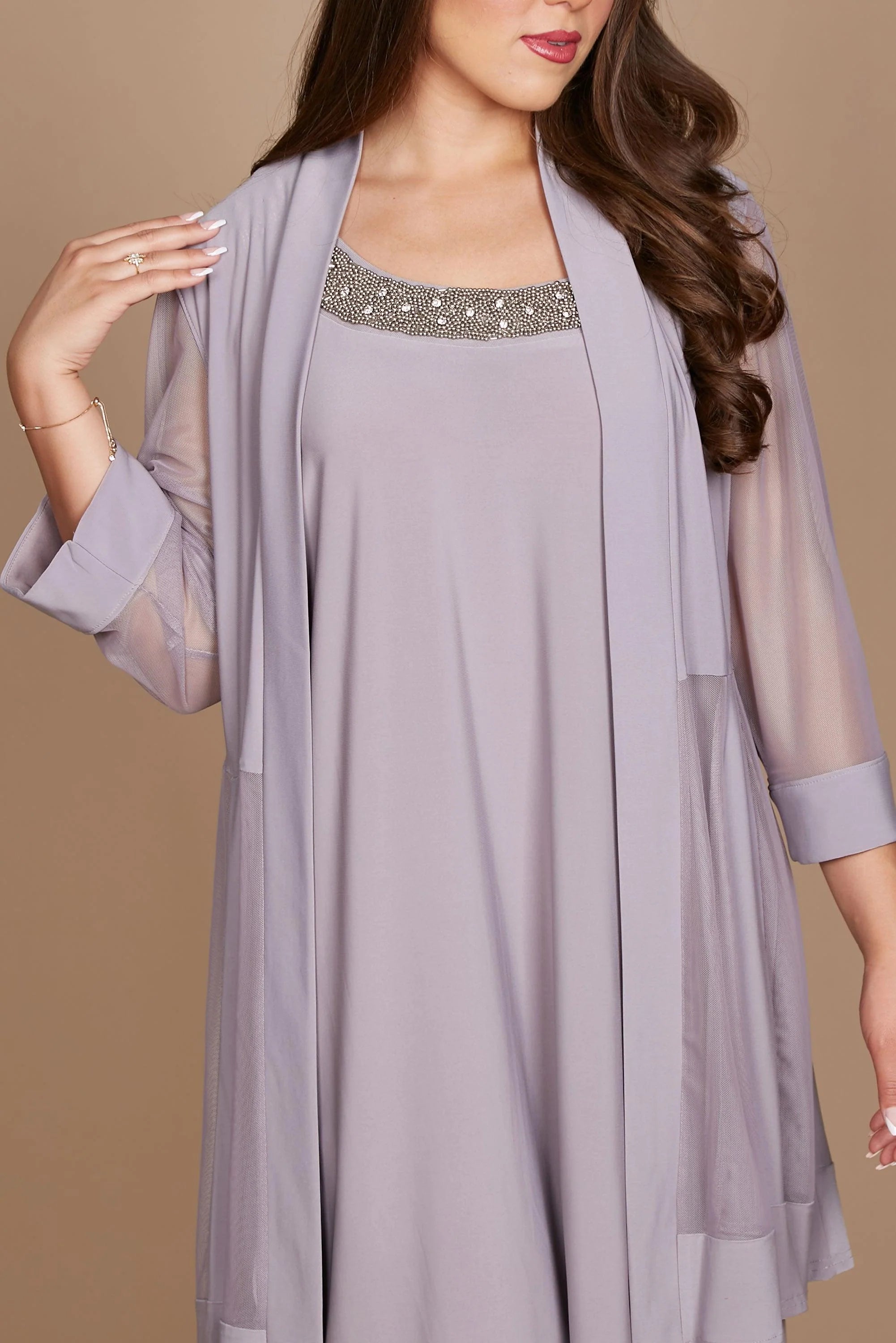 Robe Weitese élégante à manches longues, robe de bal, col rond, courte, robe mère de la mariée, grande taille 