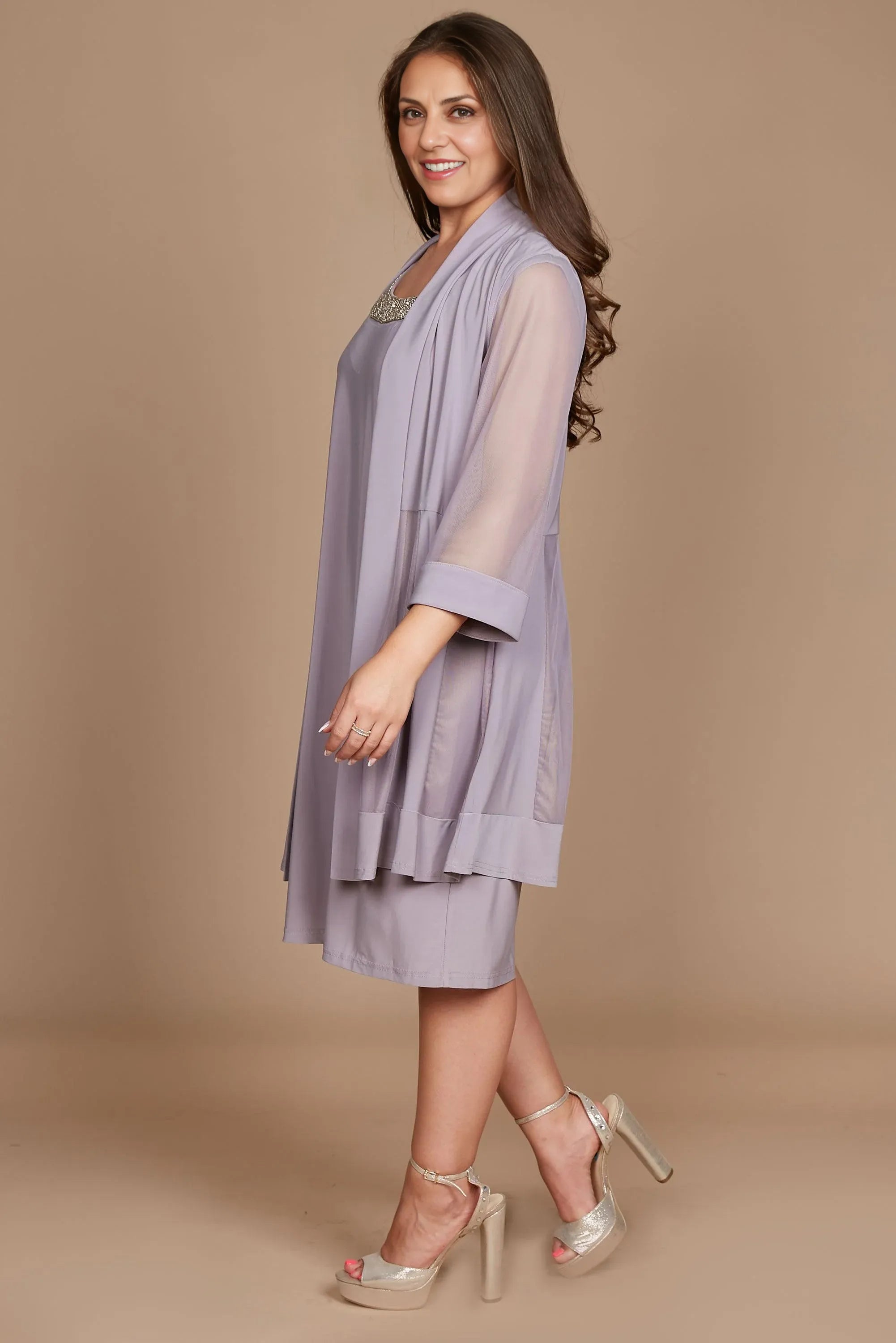 Robe Weitese élégante à manches longues, robe de bal, col rond, courte, robe mère de la mariée, grande taille 