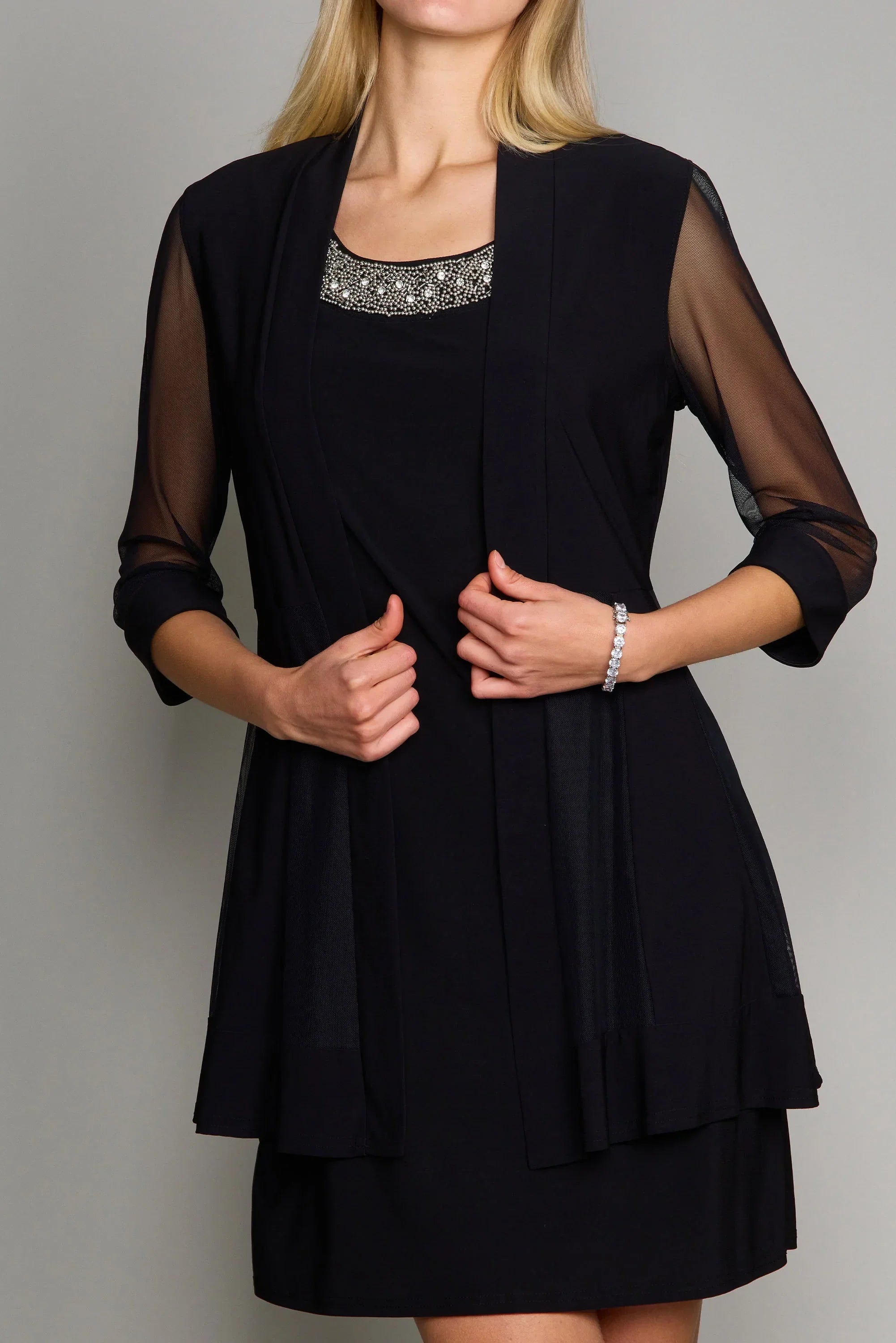 Robe Weitese élégante à manches longues, robe de bal, col rond, courte, robe mère de la mariée, grande taille 