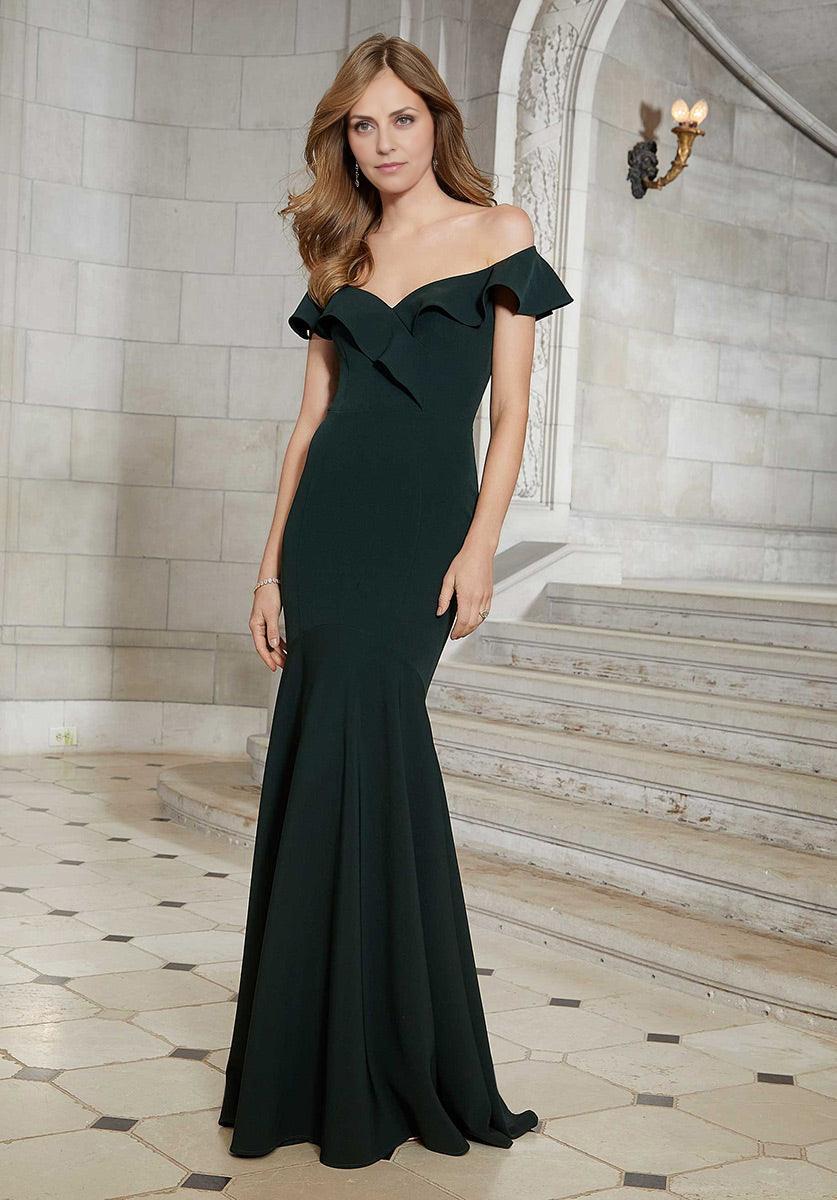 Weitese Dress Elegant Off-the-Shoulder Sleeveless Prom Dress Mermaid Full Length Ruffle Mother Of The Bride With Train