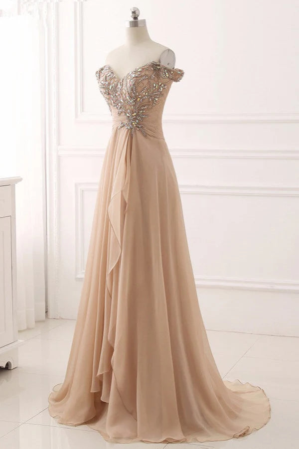 Weitese Dress Elegant Off-the-Shoulder Sweetheart Ruffle Evening Dress With Appliques Beadings Prom Dress