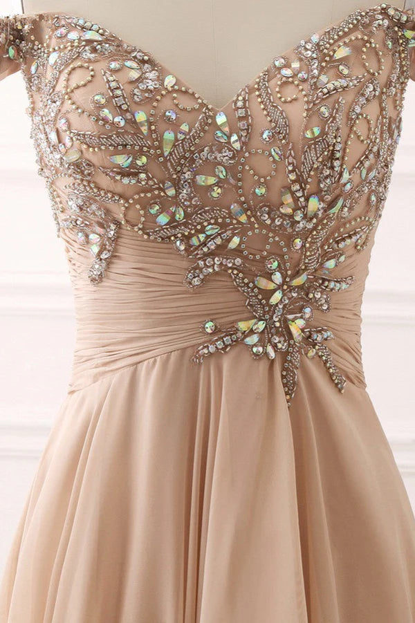 Weitese Dress Elegant Off-the-Shoulder Sweetheart Ruffle Evening Dress With Appliques Beadings Prom Dress