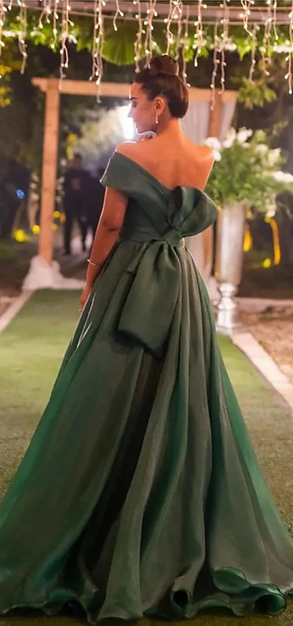 Weitese Dress Elegant One Shoulder A-line Side Slit Organize Long Prom Dress Party Dress
