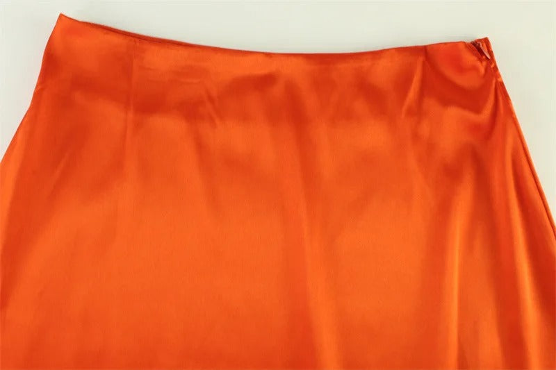 Weitese Dress Elegant Satin Long Sleeves Long Dress Women Set Lace Up Sexy V-Neck Low Waist Solid Color Party Club Set Prom Dress