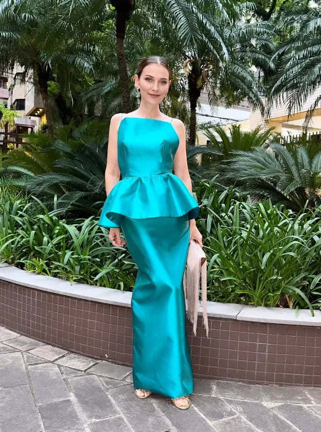 Robe Weitese élégante fourreau à bretelles spaghetti en satin bleu dos nu robe de bal robe de soirée robe de soirée 