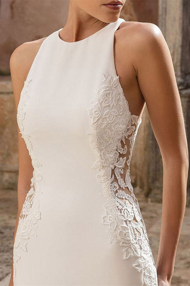 Weitese Dress Elegant Sleeveless Mermaid Sweep/Brush Train Appliques Wedding Dress