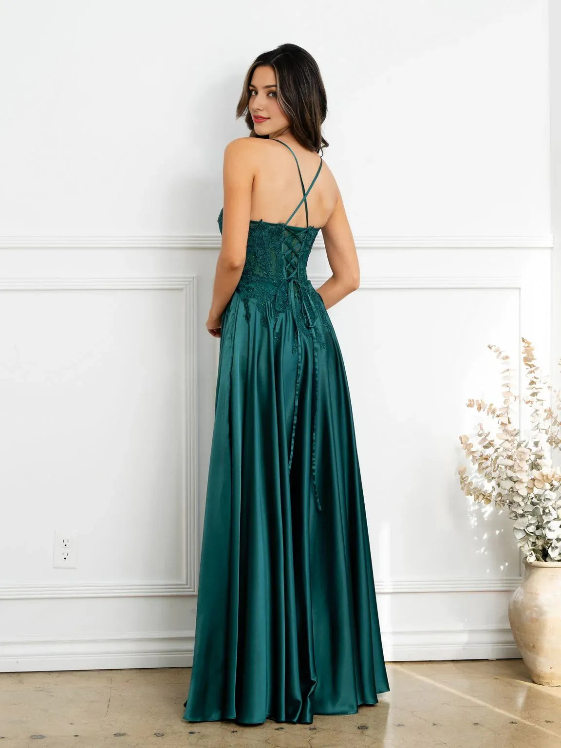 Robe Weitese élégante à bretelles spaghetti, coupe trapèze, longue, robe de bal formelle, sans manches, avec appliques 