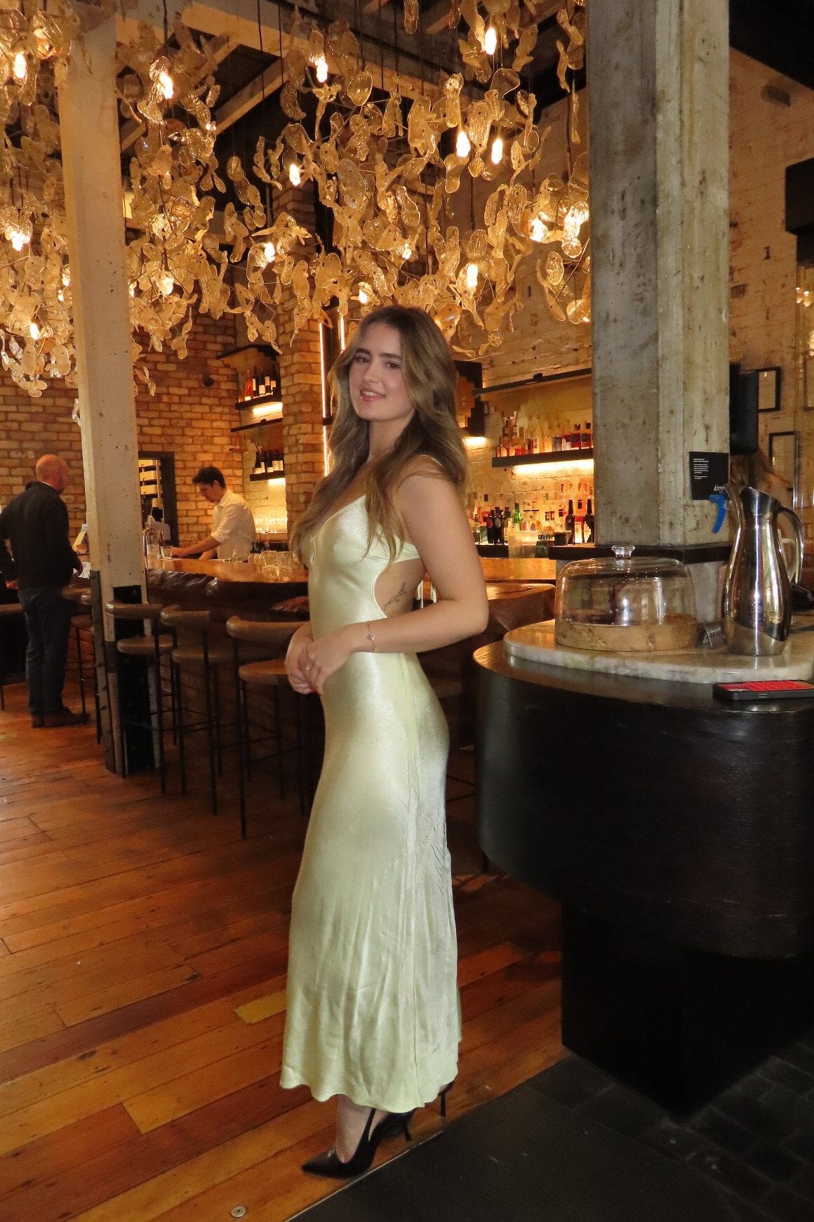 Weitese Dress Elegant Spaghetti Straps Open Back Sleeveless Maxi Dress Yellow Lace Up Ankle Length Prom Dress