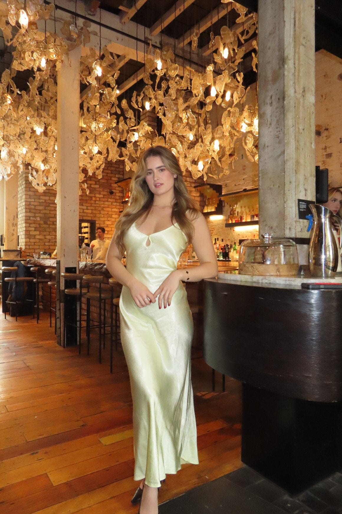 Weitese Dress Elegant Spaghetti Straps Open Back Sleeveless Maxi Dress Yellow Lace Up Ankle Length Prom Dress