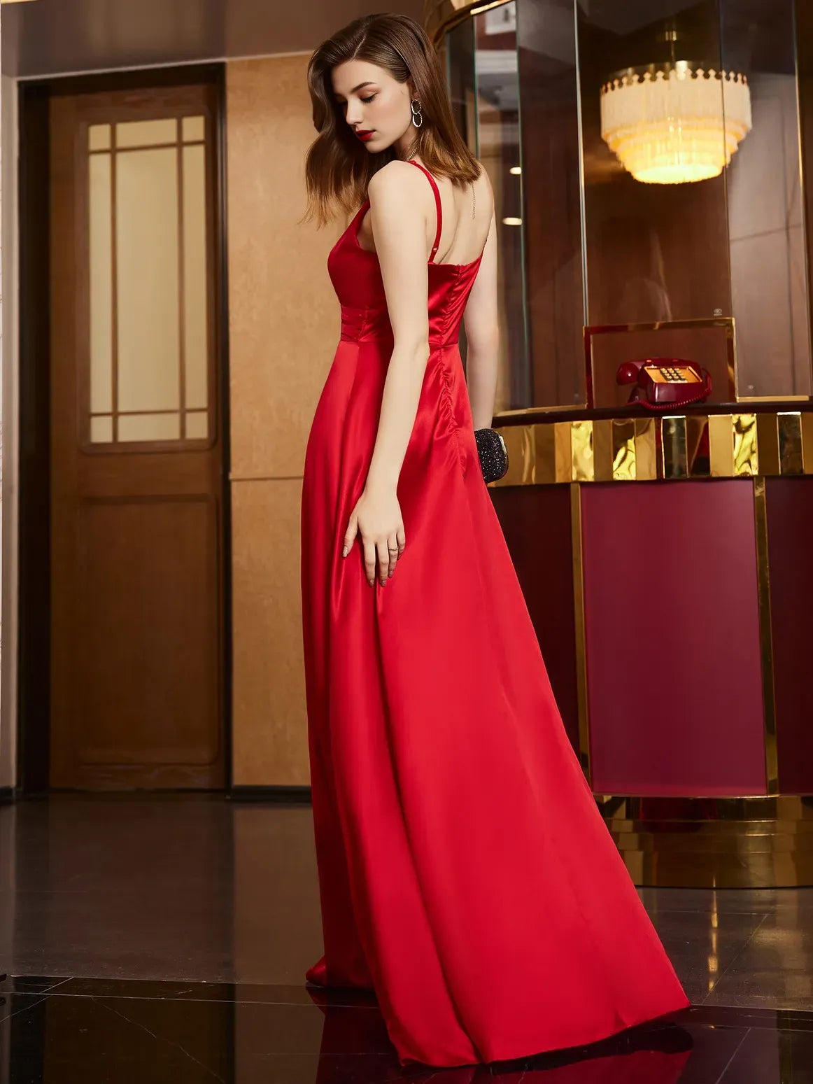 Weitese Dress Elegant Spaghetti Straps Sleeveless Dress V-Neck Backcless Birthday Party Prom Maxi Dresses