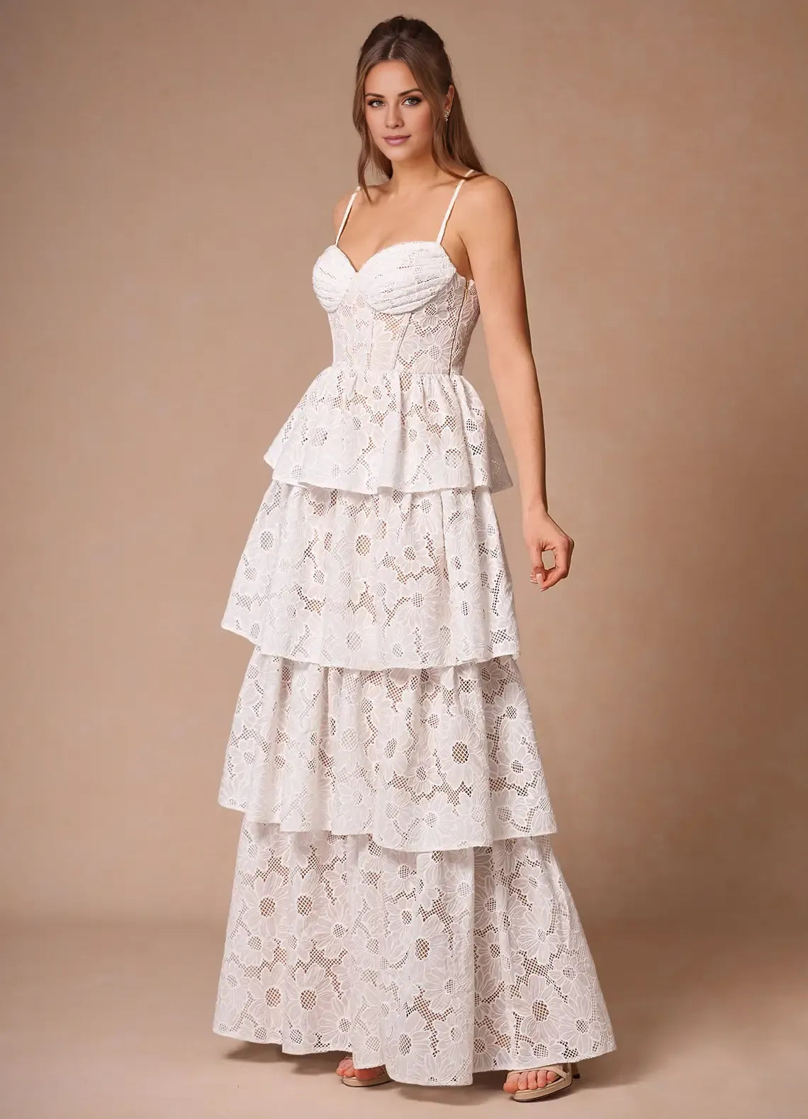 Weitese Dress Elegant Spaghetti Straps Sleeveless Romantic Lace Appliques Evening Dress Floor Length Slit Prom Dress