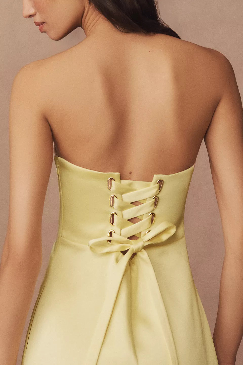 Robe Weitese élégante, sans bretelles, coupe ajustée et évasée, robe longue simple sans manches, robe de bal à lacets en satin olive 