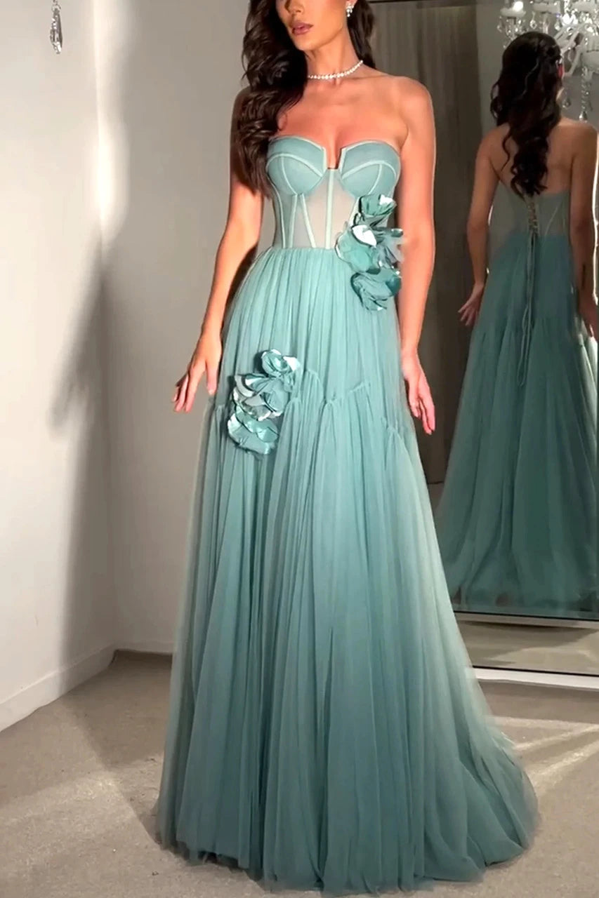 Robe Weitese élégante bustier à fleurs, style sirène, robe longue trapèze sans manches, robe de bal 