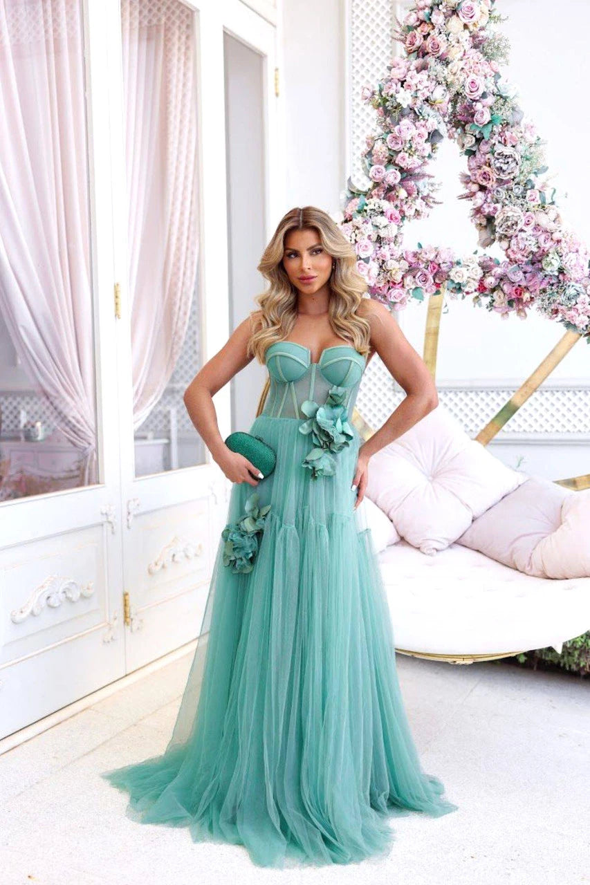 Robe Weitese élégante bustier à fleurs, style sirène, robe longue trapèze sans manches, robe de bal 