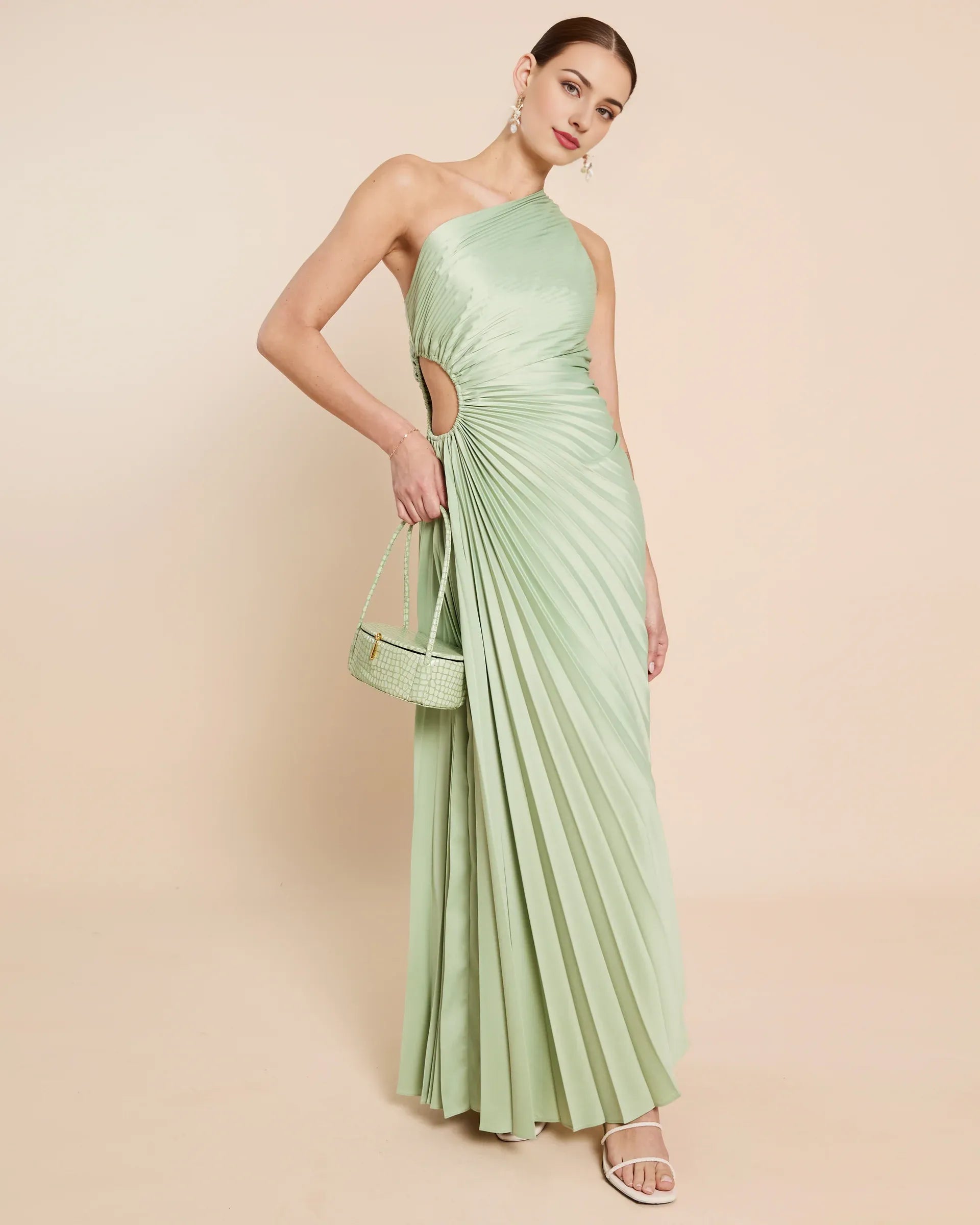 Robe de soirée tendance Weitese, asymétrique, sans manches, taille découpée, couleur unie, coupe trapèze 