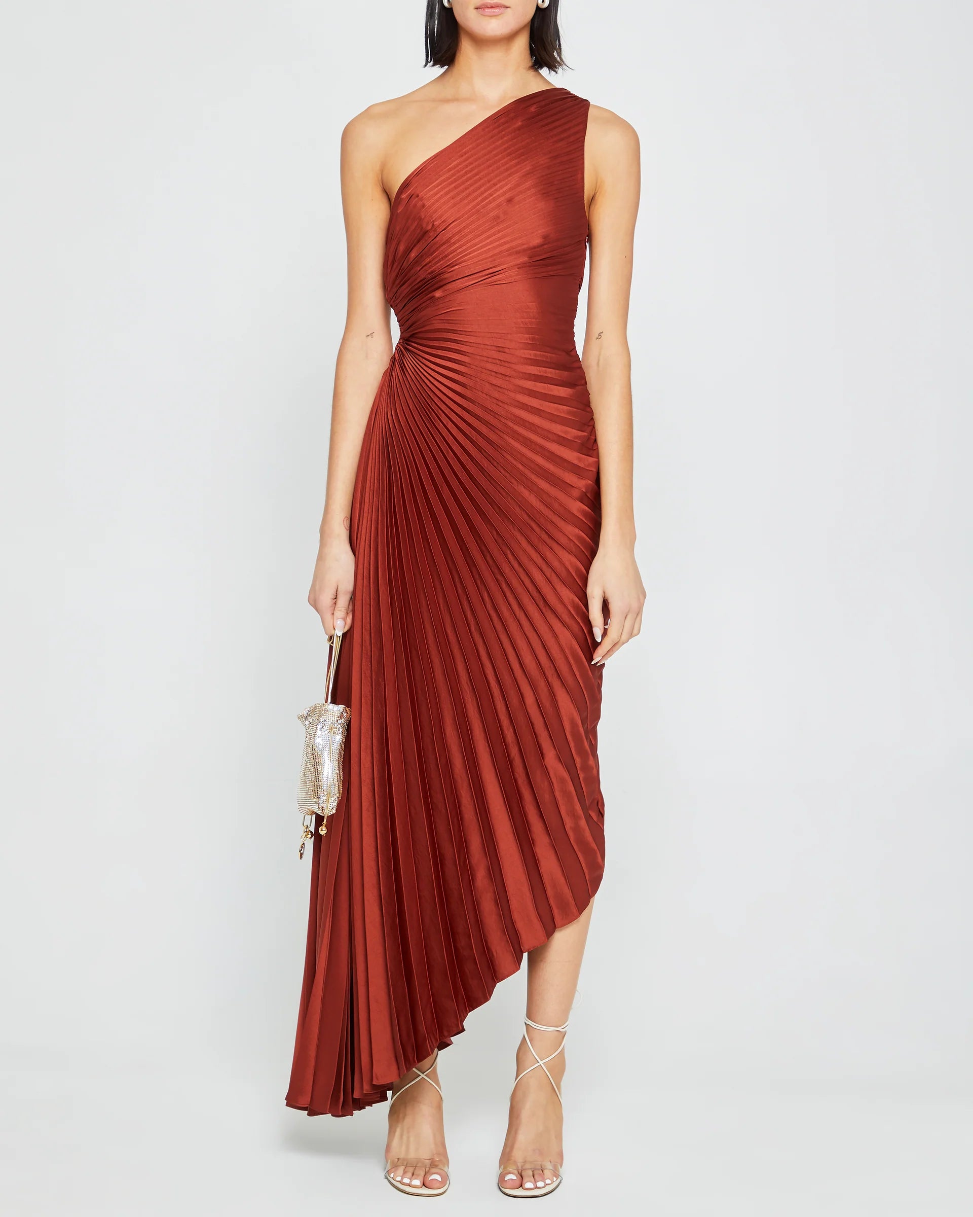 Robe de soirée tendance Weitese, asymétrique, sans manches, taille découpée, couleur unie, coupe trapèze 