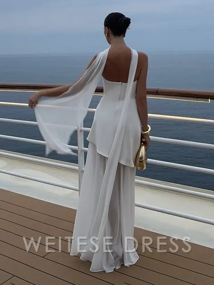 Weitese Dress Fashion Strapless Dress With Ribbon Female Elegant Sleeveless Beach Vacation Long Dress Spring New Women Prom Dress