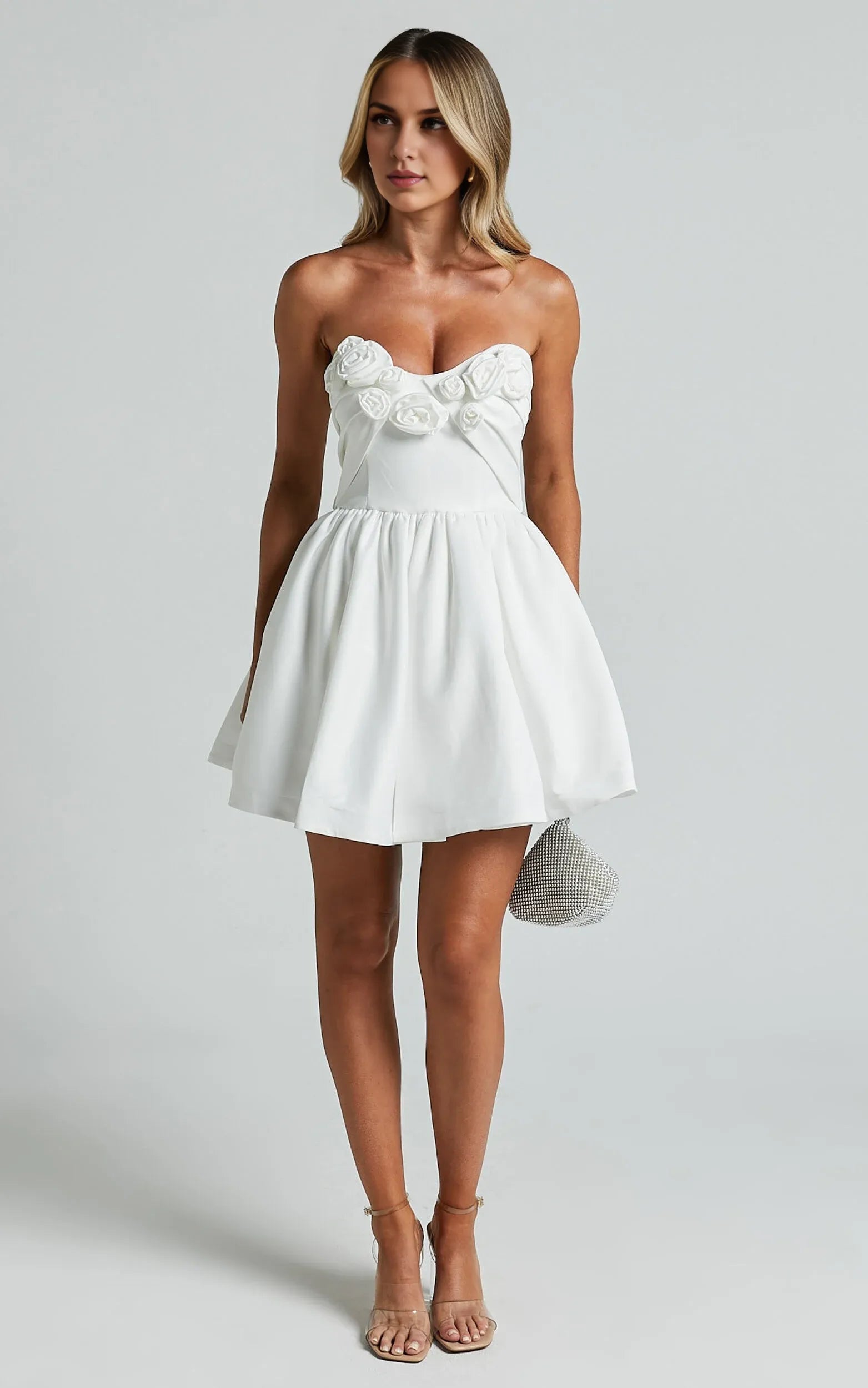 Weitese Dress Fashion Sweetheart Rosette Detail Fit Mini Dress Pink A-Line Sleeveless Backless Homecoming Dress