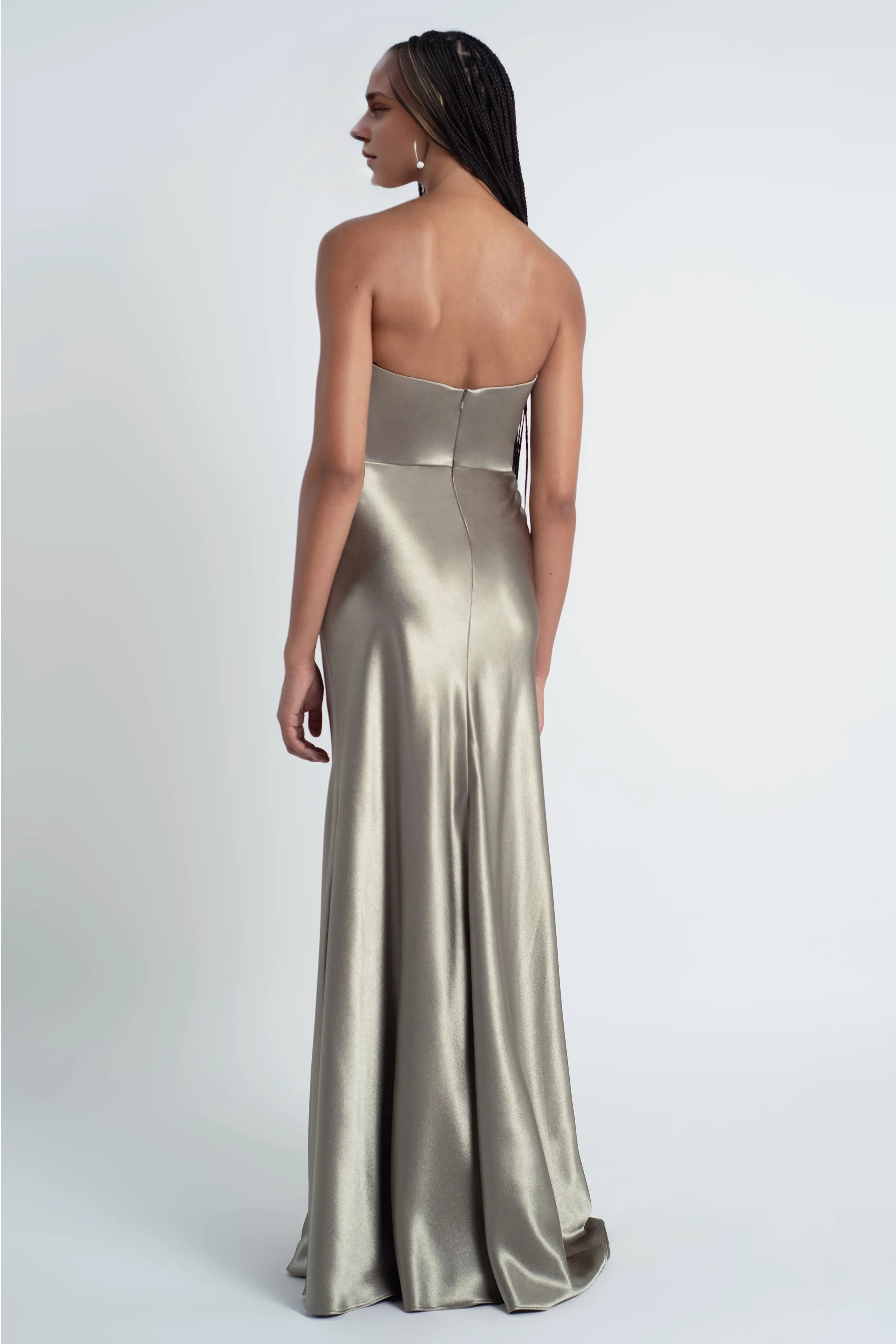 Weitese Dress Fashionable Cowl Neck Off The Shoulder Sleeve Satin Evening Dress Bridesmaid Dress Floor-Length Sheath Prom Dress