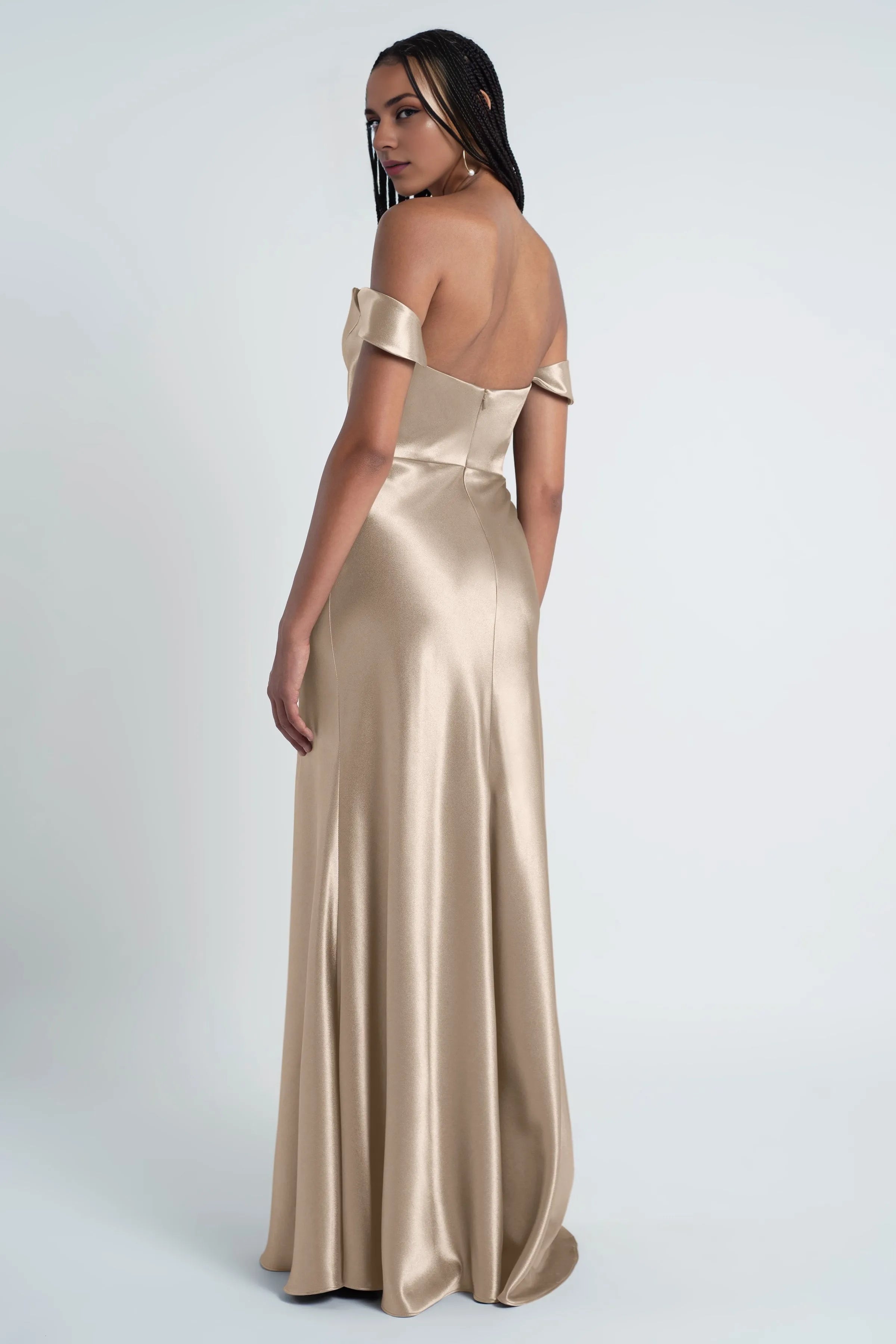 Vestido Weitese de moda, cuello vuelto, hombros descubiertos, satén, vestido de noche, dama de honor, vestido de fiesta hasta el suelo. 