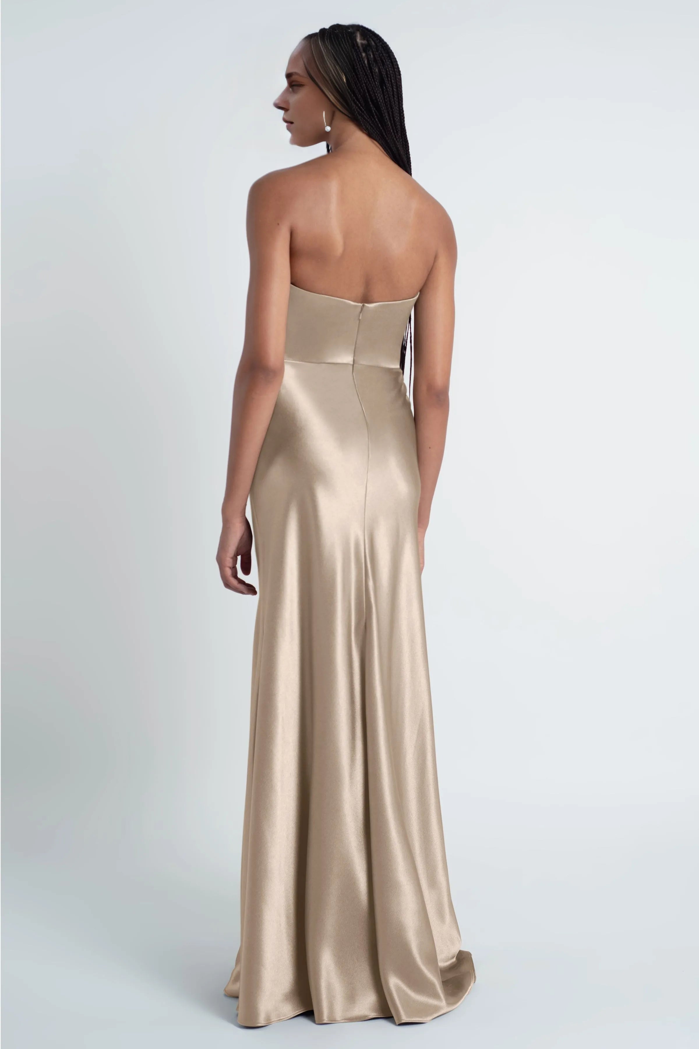 Weitese Dress Fashionable Cowl Neck Off The Shoulder Sleeve Satin Evening Dress Bridesmaid Dress Floor-Length Sheath Prom Dress