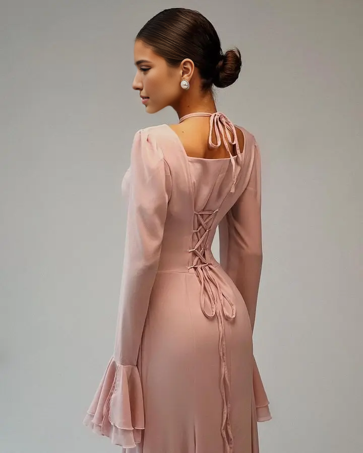 Vestido Weitese de manga larga acampanada con cordones en la espalda, vestido de fiesta elegante con hombros descubiertos, vestido de graduación 