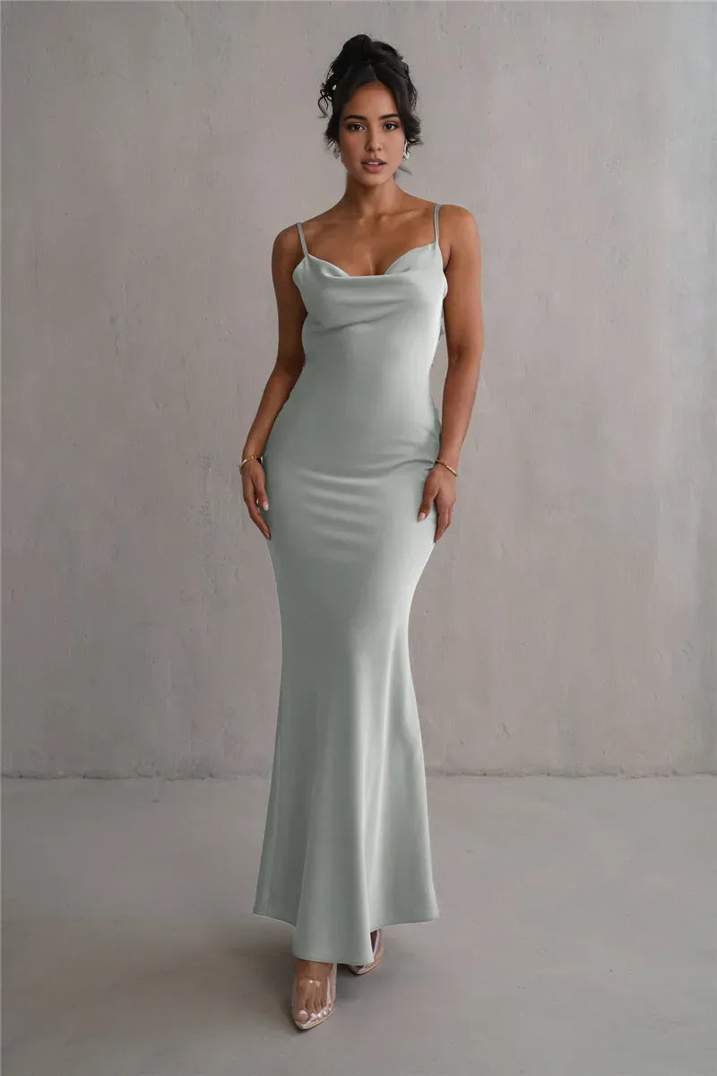 Weitese Dress Floral Draped Open Back Spaghetti Strap Maxi Dress Bridesmaid Dress Party Dress Sleeveless Floor Length Prom Dress