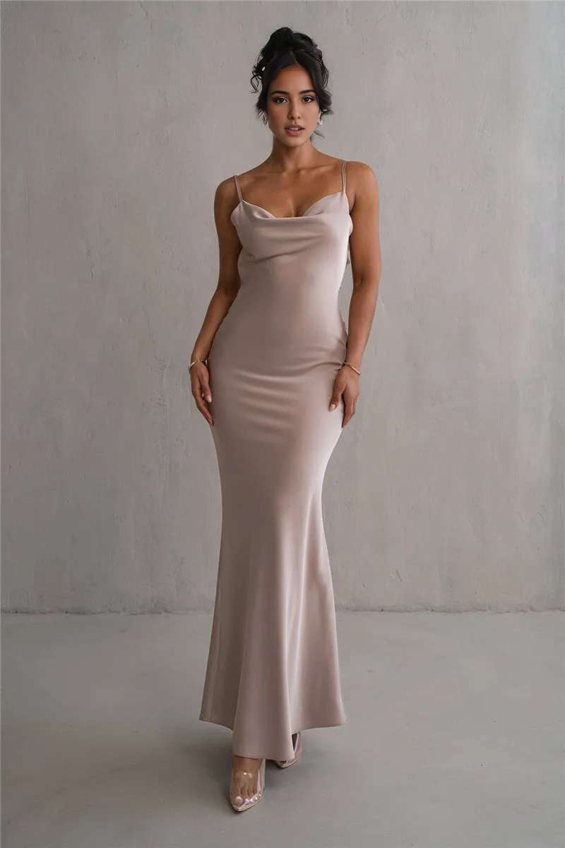 Weitese Dress Floral Draped Open Back Spaghetti Strap Maxi Dress Bridesmaid Dress Party Dress Sleeveless Floor Length Prom Dress