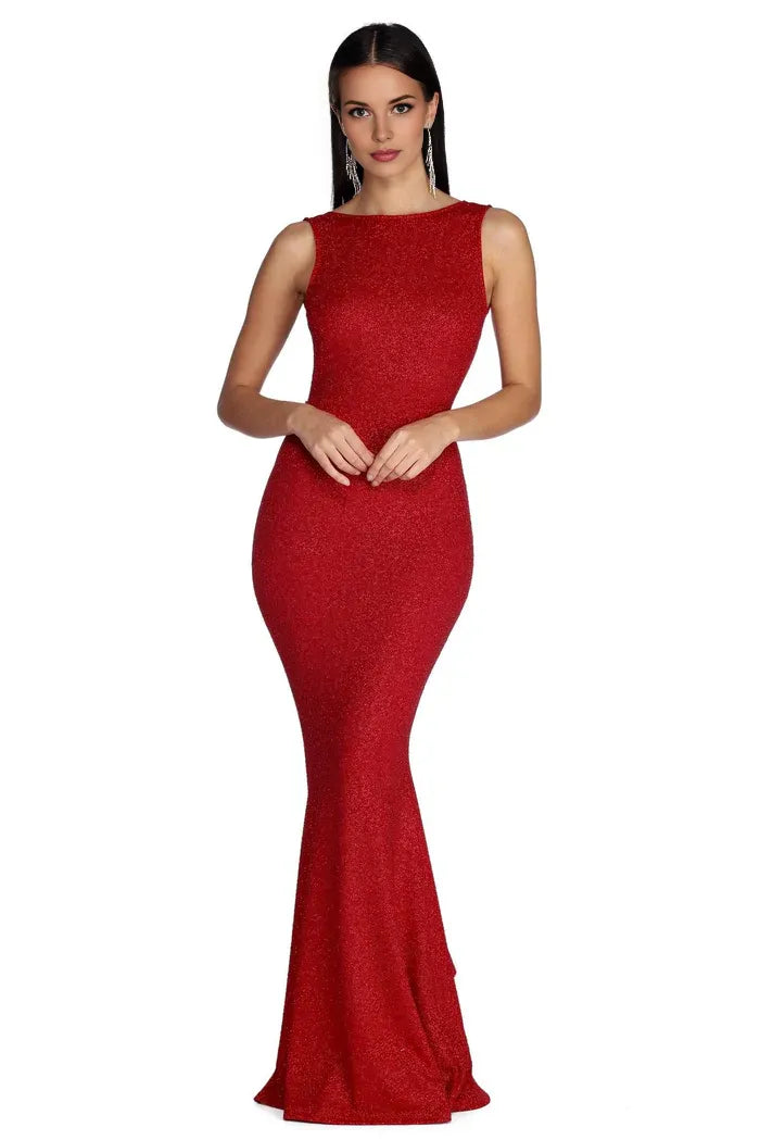 Vestido Weitese formal con volantes y brillo, vestido de cóctel sin mangas, brillo y espalda descubierta, vestido de fiesta 