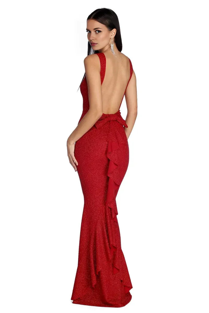 Vestido Weitese formal con volantes y brillo, vestido de cóctel sin mangas, brillo y espalda descubierta, vestido de fiesta 