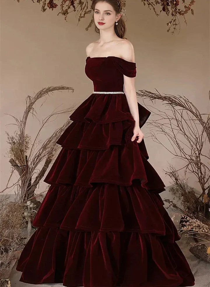 Weitese Dress Formal Women's Dresses V Neck A Line Ruffle Layered Party Gown Party Dress Prom Dress In Store
