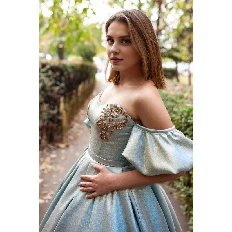 Weitese Dress Formal Women's Dresses Unique Strapless Short Sleeves Beads Long Prom Ball Gown Party Dress Prom Dresses Prom Dresses Shops