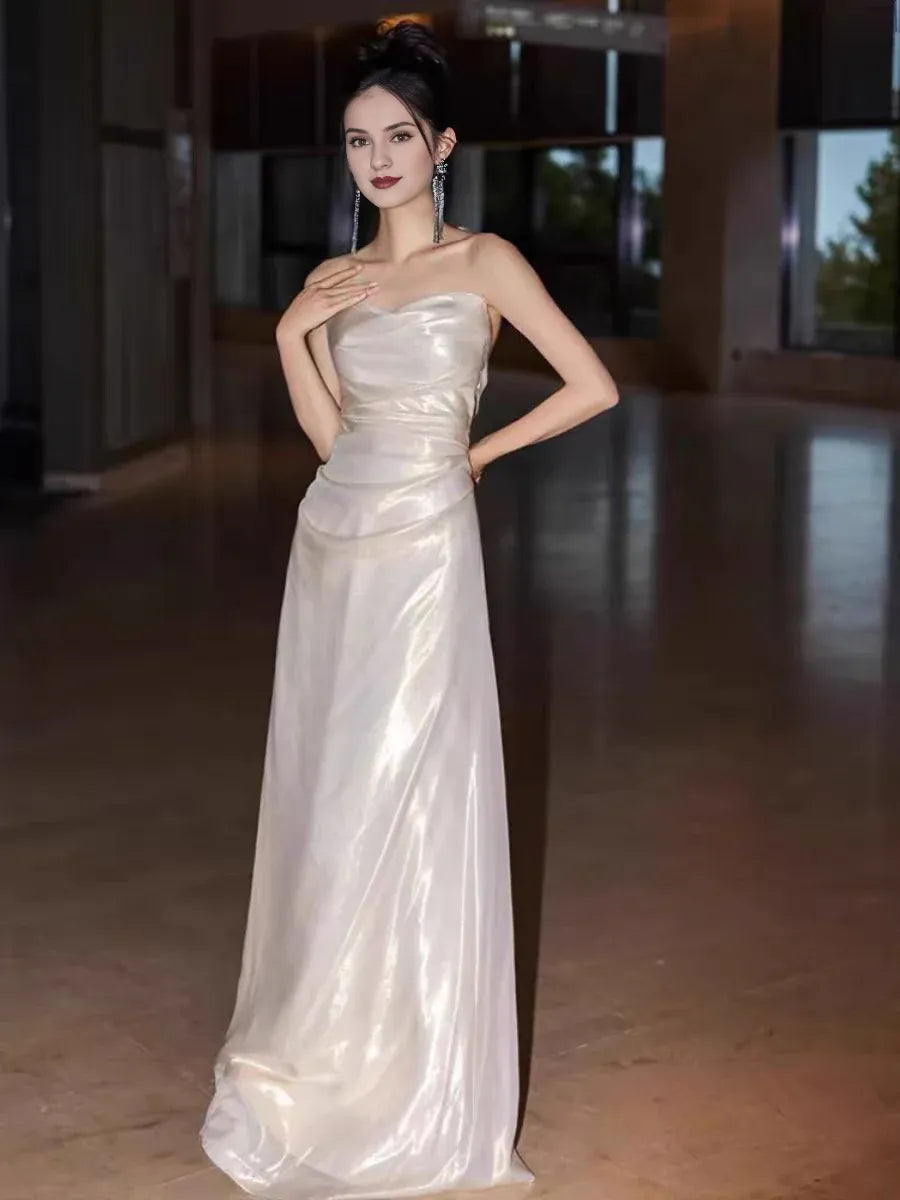 Vestido formal Weitese, vestidos de mujer sin tirantes, corte A, vestido de fiesta largo, vestido formal de noche, tienda de vestidos de fiesta. 