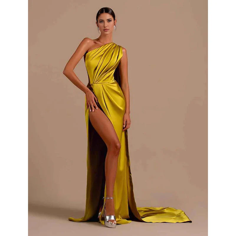 Weitese Dress Formal Women's Dresses  Unique One Shoulder High Split Long Formal Party Dress Prom Dresses Prom Dresses Shops