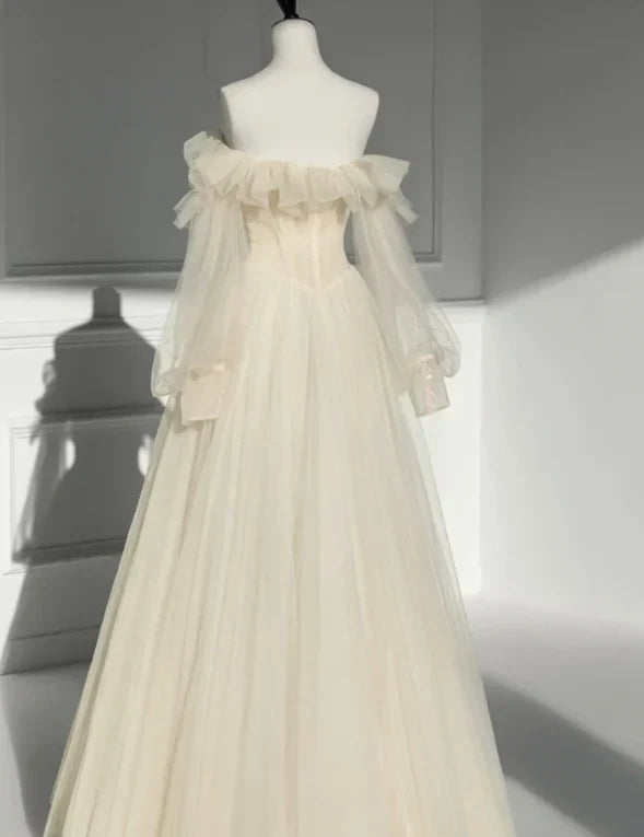 Weitese Dress Formal Women's Dresses A Line Off The Shoulder Long Sleeve Formal Evening Dress Princess Party Dress Prom Dress In Store