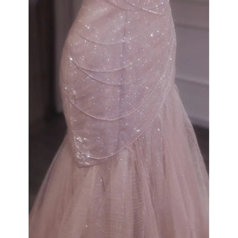 Weitese Dress Formal Women's Dresses Pink Shiny Tulle Mermaid Fairy Formal Evening Dress Party Dress Prom Dress Stores
