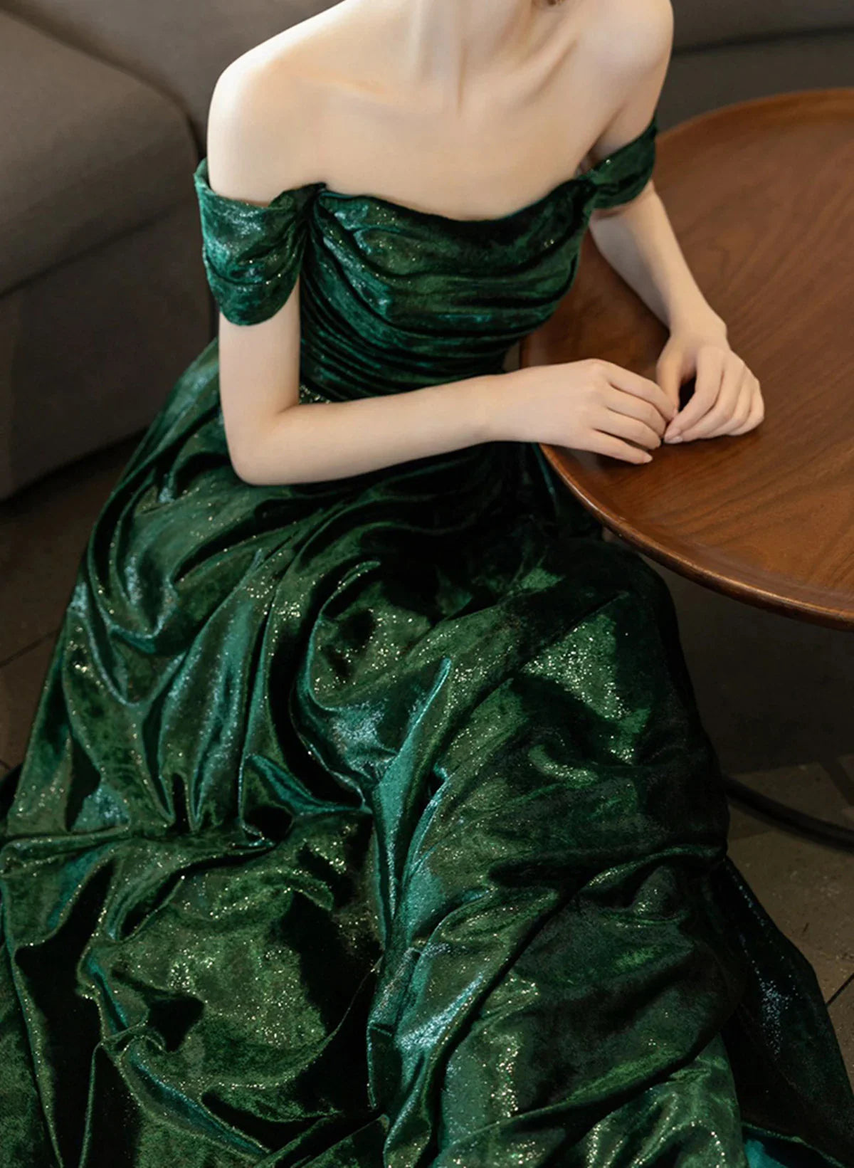 Weitese Dress Formal Women's Dresses A Line Green Off Shoulder Evening Dress Long Party Dress Prom Dress In Store