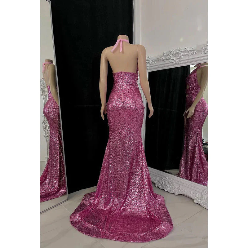 Vestido formal Weitese para mujer, corte trompeta/sirena, sexy, sin mangas, con abertura y lentejuelas, espalda descubierta, para fiesta de noche, vestidos de graduación, tiendas. 