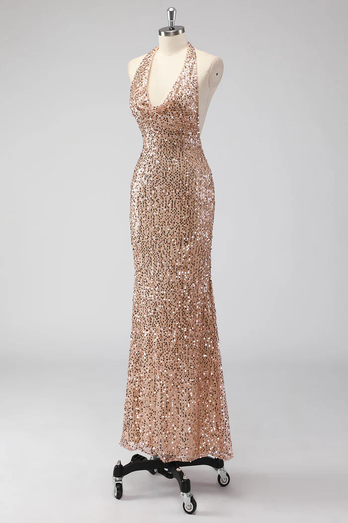 Robe Weitese à paillettes champagne sirène dos nu robe longue robe de bal avec paillettes robe de soirée 