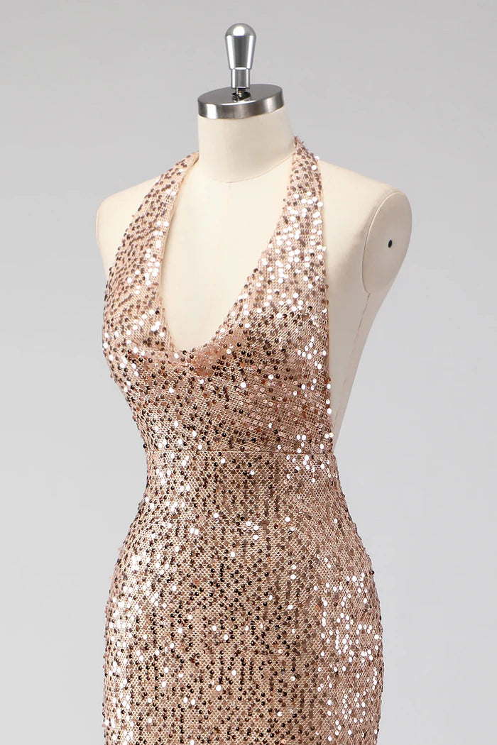 Robe Weitese à paillettes champagne sirène dos nu robe longue robe de bal avec paillettes robe de soirée 