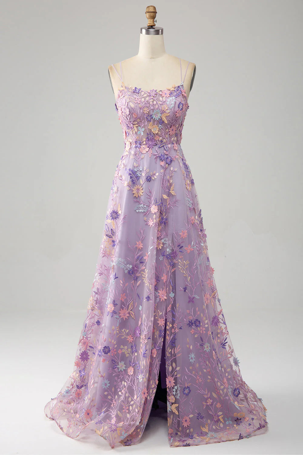 Robe Weitese, magnifique robe trapèze à bretelles spaghetti, violet clair, avec des appliques, robe de bal 