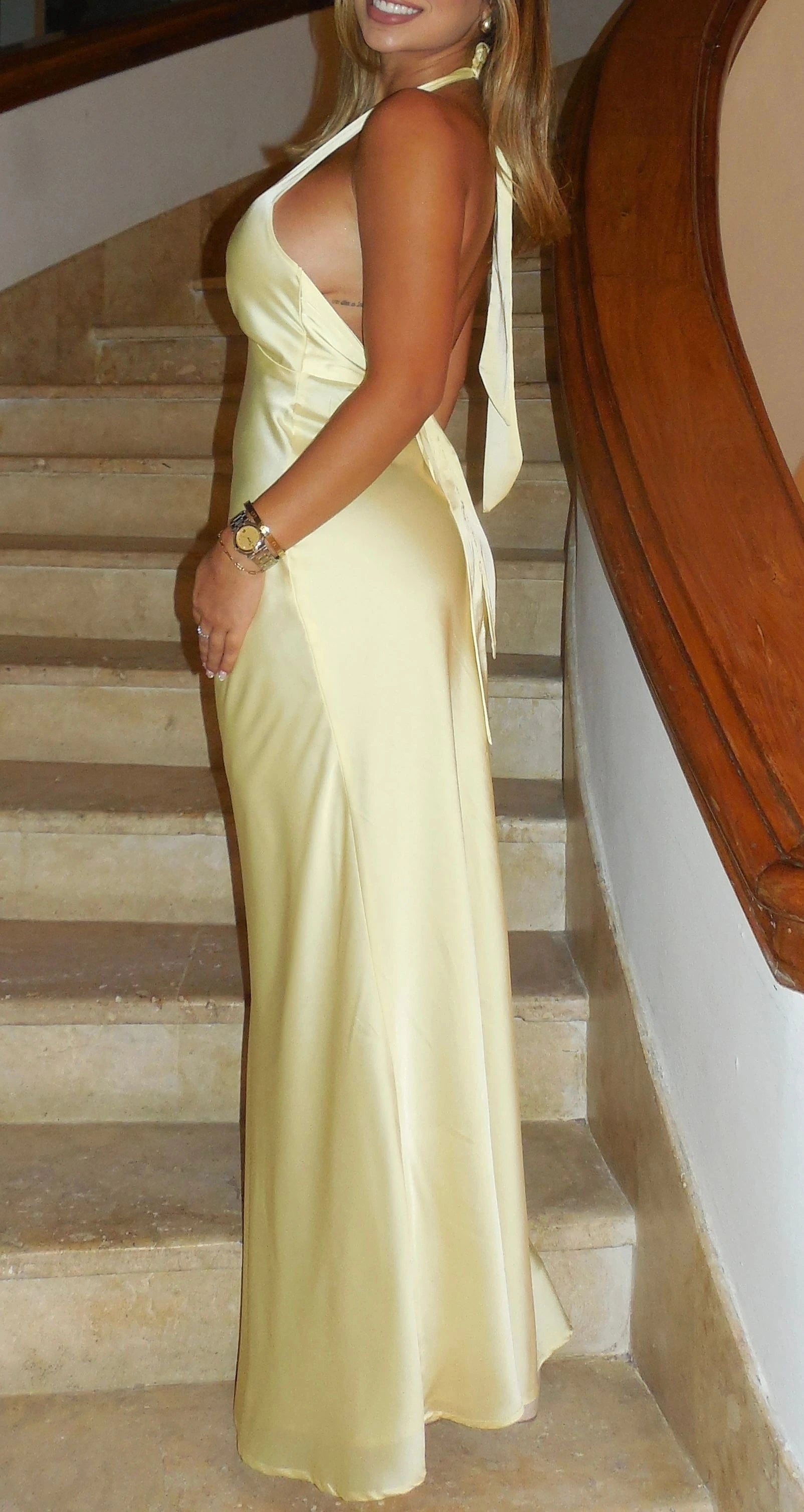 Vestido Weitese con cuello halter en V, sin mangas, elegante, sexy, sin espalda, largo hasta el suelo, vestido de fiesta 