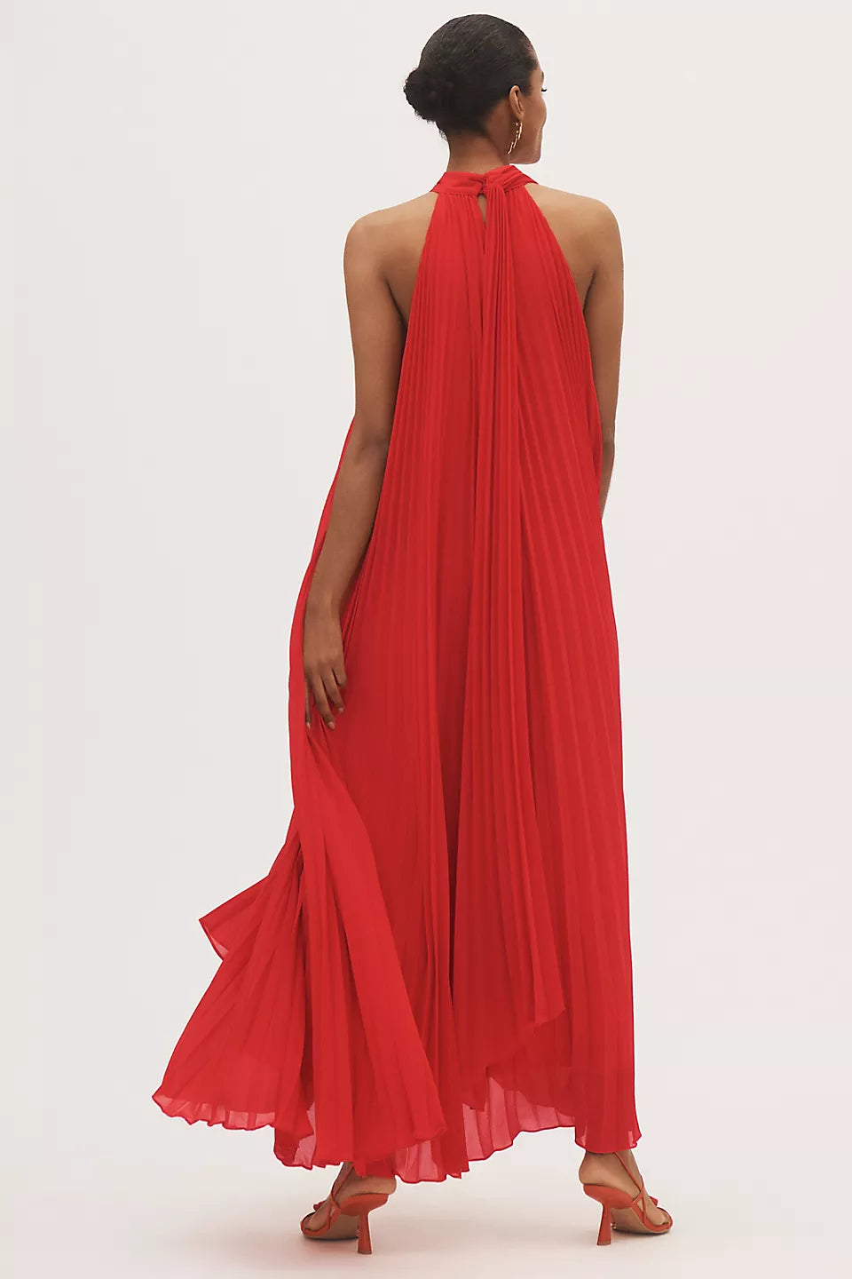 Weitese Dress High-Neck Pleated Chiffon Maxi Dress Sleeveless A-line Elegant Pleats Prom Dress