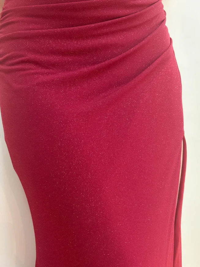 Weitese Dress Inspiration Mermaid Spaghetti Strap Red Satin Prom Dress Evening Dress With Slit Party Dress